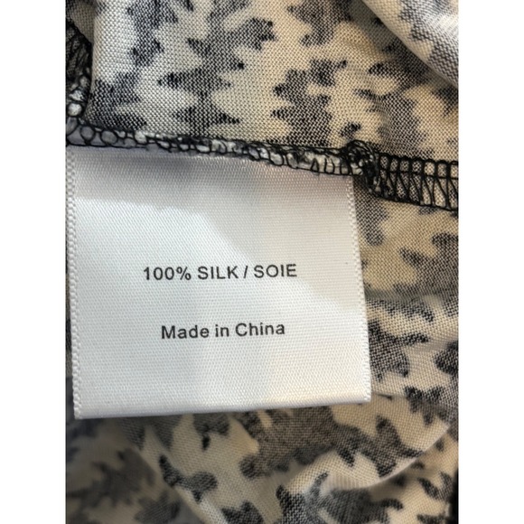 Tory Burch Silk Long Sleeve Top Blouse Black White Abstract Print Small - Picture 8 of 8